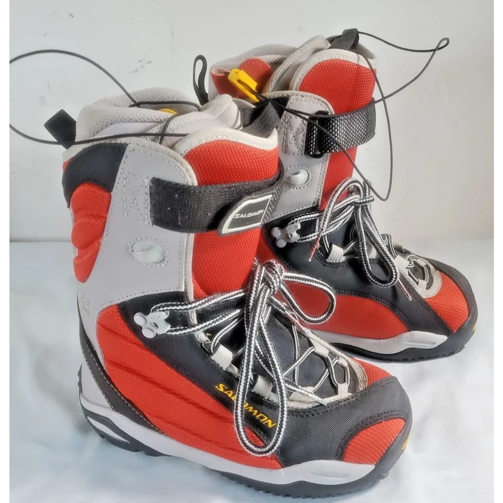 Salomon Ivy Auto Fit Snowboarding Boots Red Gray Black Women's Size 4.5